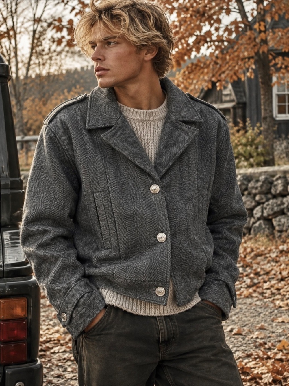 Fall / Winter Gray Wool-Blend Peacoat